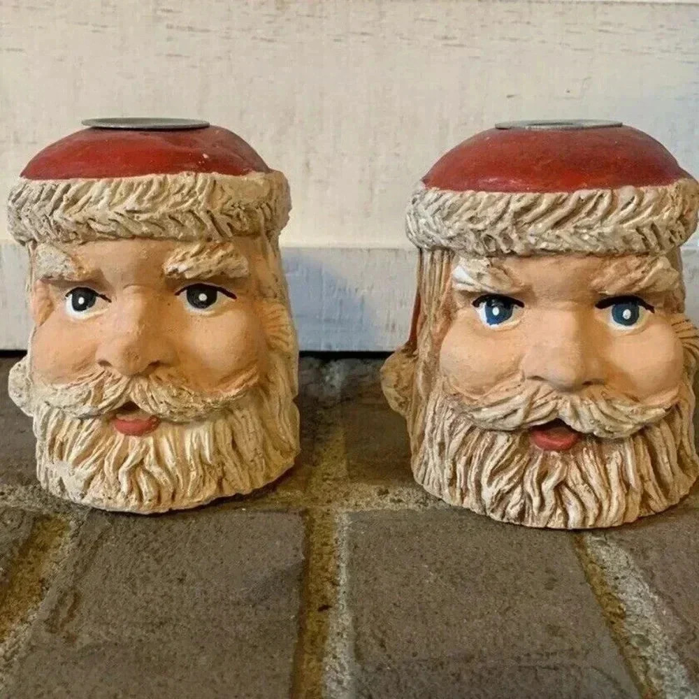 NEW Pair of Classic Santa Christmas Decorative Candle Holder